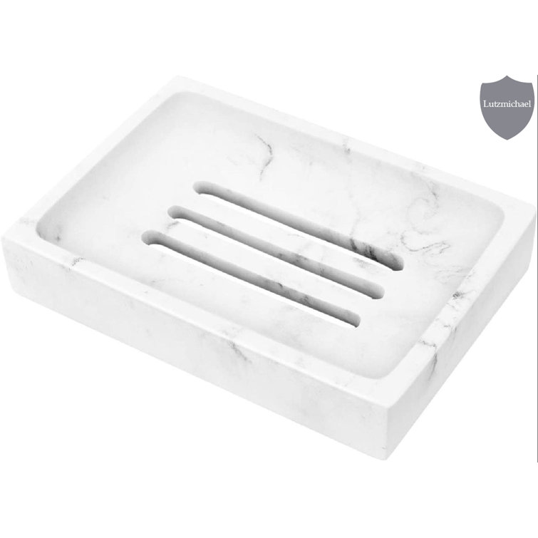 Ivy Bronx Soap Dish Tray, Resin Slotted Draining Soap Saver Dish